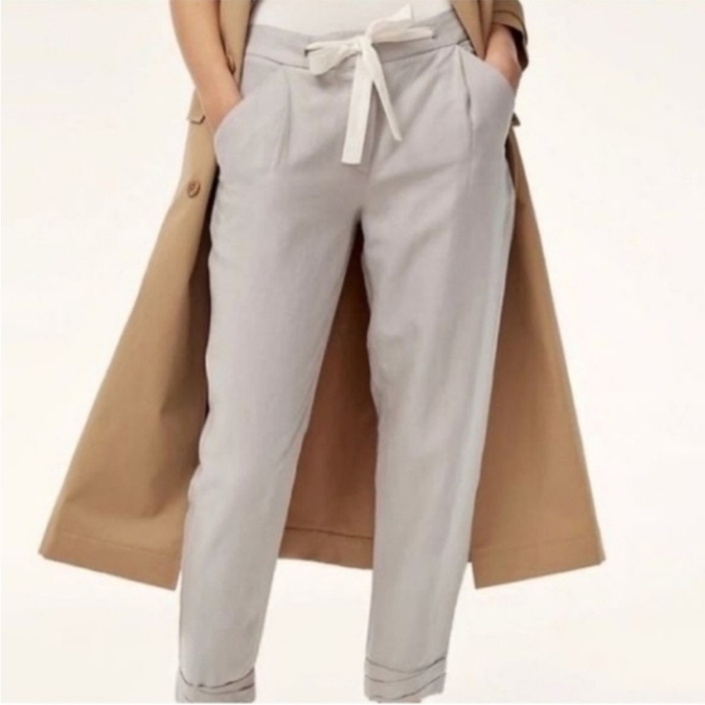 Wilfred Light Gray Cropped Drawstring Pants
